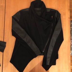 Blank NYC faux leather drape jacket